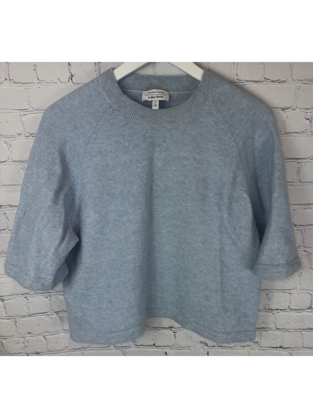 & OTHER STORIES Alpaca Blend Short Sleeve Knitted Jumper Sweater Light Blue Sz S